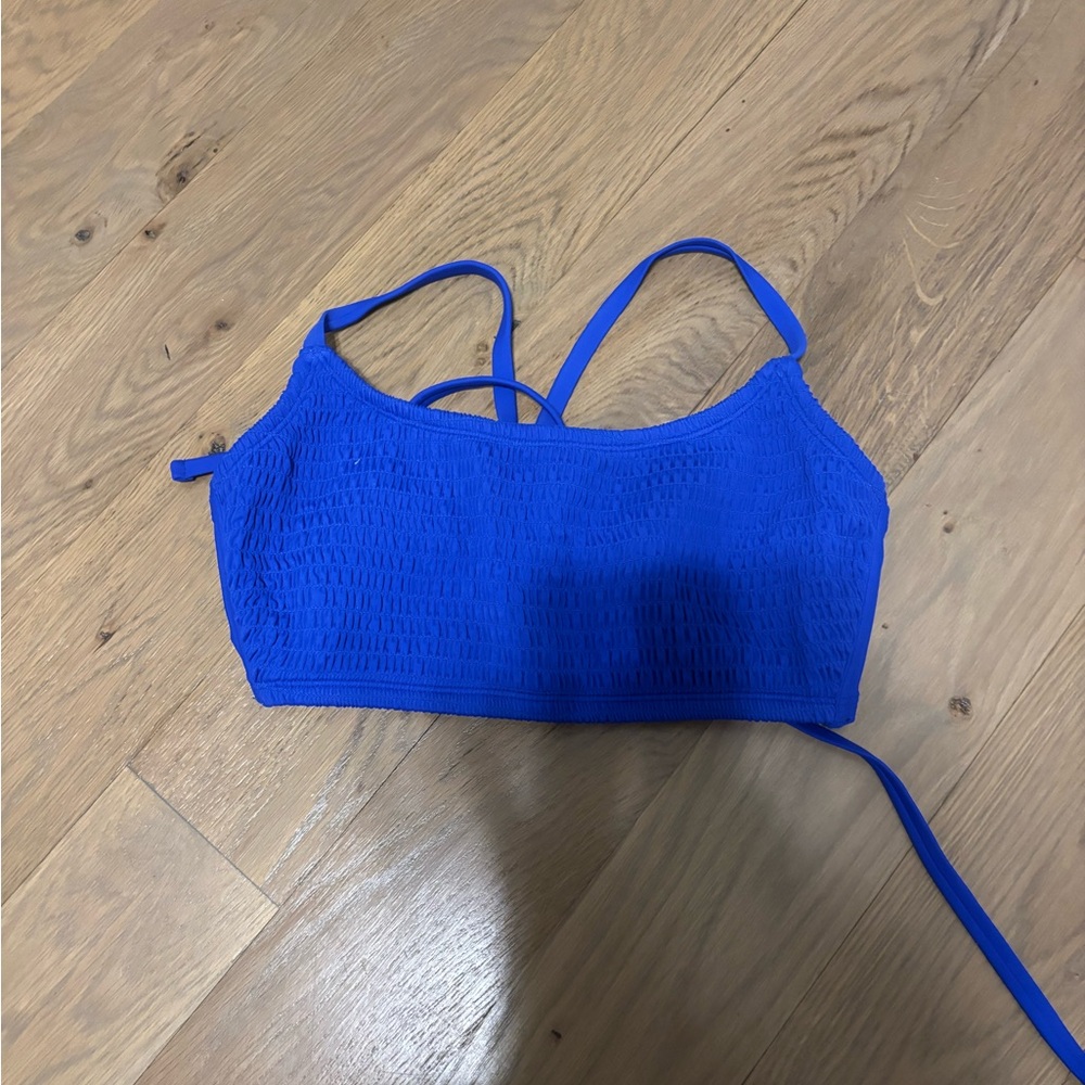 Wild Fable Women's Smocked Blue Bralette Bikini Swim Top D/DD NWOT